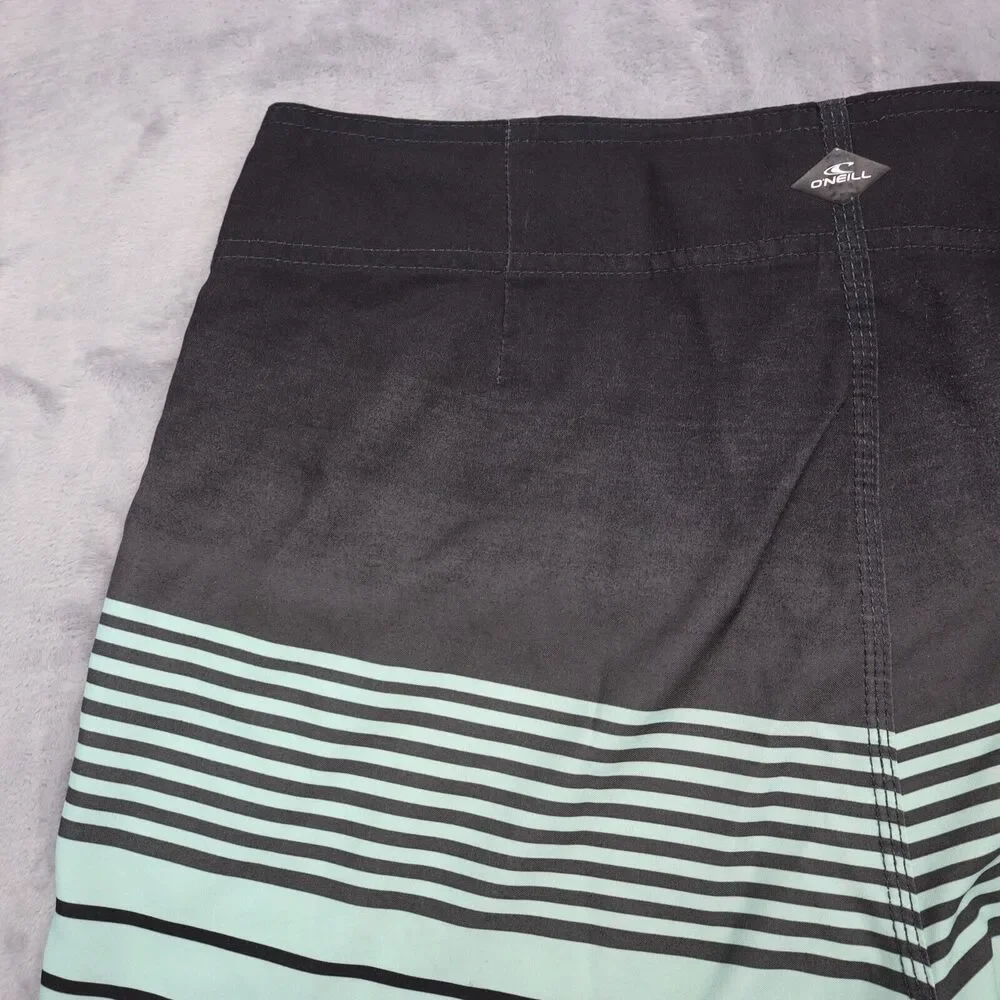 O Neill Shorts Mens 32 Multicolor Drawstring Zip Pocket Stripe Board Shorts